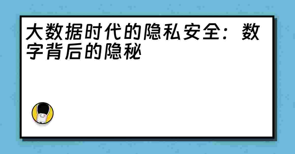 大数据时代的隐私安全：数字背后的隐秘