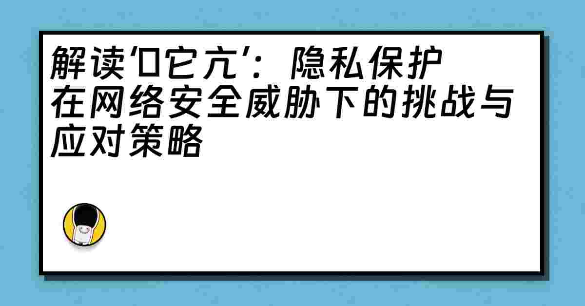 解读‘哋它亢’：隐私保护在网络安全威胁下的挑战与应对策略